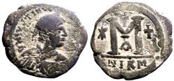 Ancient Coins - Justinian I AE30 Follis. 3 cross.  Nikomedia