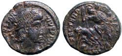 Ancient Coins - Constantius II AE16 soldier spearing fallen horseman left