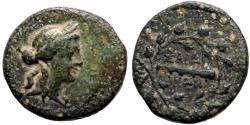 Ancient Coins - Lydia, Sardes, AE16 Apollo / Club within oak wreath.
