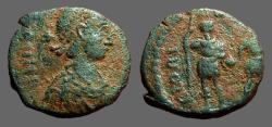 Ancient Coins - Honorius AE4 joint reign issue.  Emperors stg w. spear, hold globe 