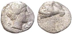 Ancient Coins - Troas, Kebren AR7 Obol. Apollo / Ram
