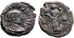 Ancient Coins - Maximianus AE20 tetradrachm.  Alexandria holds hd of Sarapis & scepter
