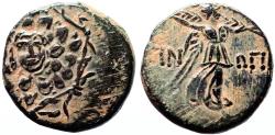 Ancient Coins - Paphlagonia, Sinope AE22 Aegis / Nike walking w. palm branch