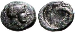 Ancient Coins - Troas, Sigeion AE10 Helmeted Athena / Crescent