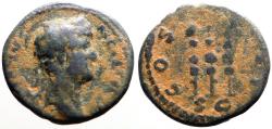 Ancient Coins - Hadrian AE17 Semis. Aquila between two signa. Rome