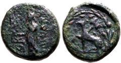 Ancient Coins - Phrygia, Laodikeia AE13 Aphrodite / Panther seated w. labrys