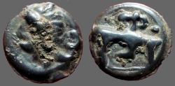 Ancient Coins - Celtic Gaul, Leuci. AE18 Potin Bust left / Bull butting right