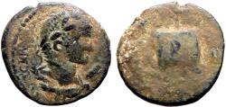 Ancient Coins - Caracalla AE17.5 Mesopotamia, Rhesaena. Legionary vexillum