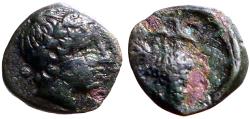 Ancient Coins - Mysia, Perperene AE8 Apollo / Grape cluster on vine