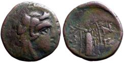 Ancient Coins - Lysimachia, Thrace AE17 Herakles in lion scalp / Nike