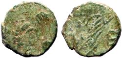 Ancient Coins - Leo & Verina AE11 Nummus. Verina standing holding transverse scepter.