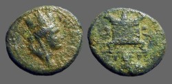 Ancient Coins - Seleucis and Pieria, Antioch, AE20 Time of Nero.  City Goddess / Lit Altar. 