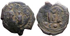 Ancient Coins - Heraclius & Heraclius Constantine AE32 Follis  Constantinople