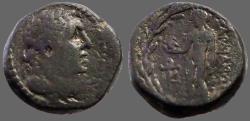 Ancient Coins - Sardes, Lydia AE16 Herakles / Apollo w. bird & laurel branch.