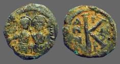 Ancient Coins - Justin II & Sophia 1/2 Follis.  year 6