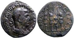 Ancient Coins - Philip I AE28 Sestertius. Legionary aquila and three military standards