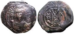 Ancient Coins - Maurice Tiberius AE32.6 Follis. Constantinople. year 15