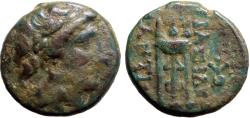 Ancient Coins - Antiochos II Theos AE16 Apollo / Tripod Altar