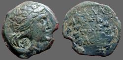 Ancient Coins - Moesia Inferior, Kallatis AE22.  Dionysos / Wreath