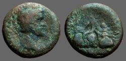 Ancient Coins - Antoninus Pius AE23 Caesarea.  Mt Argeus w. grotto