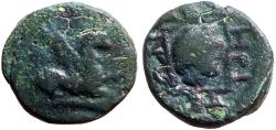 Ancient Coins - Abdera, Thrace AE15 Hd in sqaure / Griffin seated rt