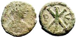 Ancient Coins - Justin I AE pentanummium  Chi-Rho Constantinople