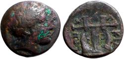 Ancient Coins - Macedon, Olynthos AE16 Chalkidian League.  Apollo / Lyre