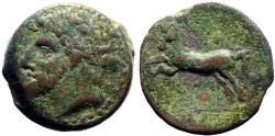 Ancient Coins - Numidia AE27 bearded head / Horse rearing left