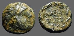 Ancient Coins - Phrygia, Eumenia AE12 Hd of Zeus / City name in wreath.    EYME NEWN in wreath. 