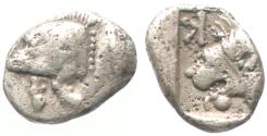 Ancient Coins - Mysia. Kyzikos AR10 Obol.  Boar / Lion