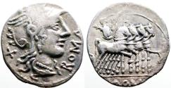 Ancient Coins - Roman Republic AR Denarius. Roma / Jupiter in slow quadriga