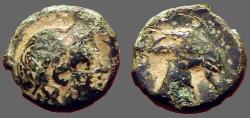 Ancient Coins - Aeolis, Aigai, AE11 Apollo / Head of goat right.