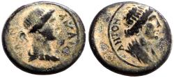 Ancient Coins - Mysia, Pergamon. Pseudo-autonomous issue AE16 Tyche /Roma