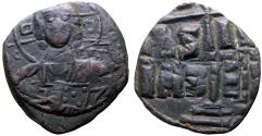 Ancient Coins - Anonymous follis attribt to Romanus III AE28 class B.  Christ / Cross on steps
