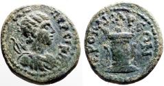 Ancient Coins - Lydia, Hierocaesarea AE16 Artemis / Altar