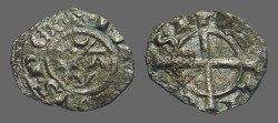 World Coins - Italy, Sicily. Manfred von Hohenstaufen bi denaro. Cross pattee 1258-1266 AD.