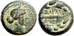 Ancient Coins - Lydia, Sardes, AE15 Apollo / Club within oak wreath
