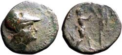 Ancient Coins - Kings of Macedon. Antigonos II Gonatas AE20 Athena / Pan erecting trophy