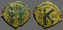 Ancient Coins - Justin II & Sophia AE23 1/2 Follis.  Antioch.  year 7