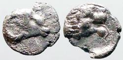 Ancient Coins - Caria, uncertain mint AR6 Tetartemorion.  Ram / Lion