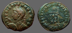Ancient Coins - Crispus AE3 Bust left w. spear & shield / Altar inscribed VOTIS XX.  Trier