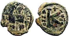 Ancient Coins - Justin II & Sophia AE22 Half Follis. Constantinople