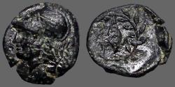 Ancient Coins - Aeolis, Elaia  AE13 Athena / Grain seed in wreath