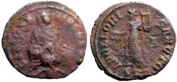 Ancient Coins - Antioch AE16 quarter Follis. Time of Maximinus II. Tyche of Antioch / Apollo