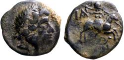 Ancient Coins - Pisidia, Isinda AE17 Zeus / Warrior on horseback