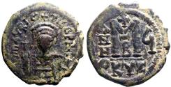 Ancient Coins - Maurice Tiberius AE27 Follis. Cyzicus year 5