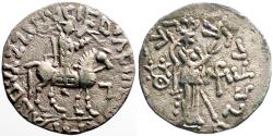 Ancient Coins - Indo-scythians. Azes II AR24 Tetradrachm. King horseback / Pallas