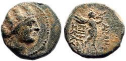 Ancient Coins - Phrygia, Apameia AE17 Turreted Tyche / Marsyas playing aulos