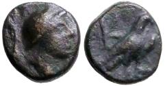 Ancient Coins - Phrygia, Kibyra AE9 helmeted Athena / Eagle on thunderbolt