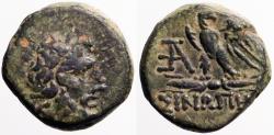 Ancient Coins - Paphlagonia, Sinope AE18 Zeus / Eagle on thunderbolt